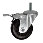 3-1/2" Metric Threaded Stem Swivel Caster with Phenolic Wheel and Total Lock Brake