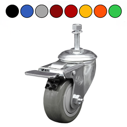 3.5" Swivel Caster with Polyurethane Tread and Total Lock Brake