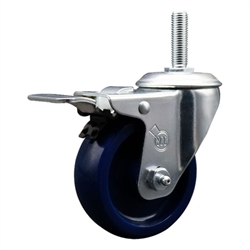 Service Caster #20 Series 3/4 inch threaded stem swivel casters with 3-1/2 inch solid polyurethane wheel and total lock.
