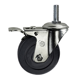 4" Total Lock Swivel Caster with 1/2" threaded stem and hard rubber wheel