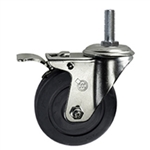 1/2 Inch Threaded Stem Swivel Caster with 4 Inch Polyolefin Wheel and Total Lock Brake