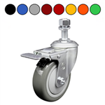 1/2 inch Threaded Stem Swivel Caster with 4 inch non-marking Polyurethane Wheel and Total Lock Brake