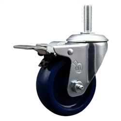 Service Caster #20 Series 3/4 inch threaded stem swivel casters with 4 inch solid polyurethane wheel and total lock.