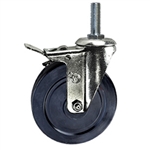 10mm threaded stem caster with 5 inch hard rubber wheel and total lock