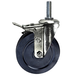 5" Total Lock Swivel Caster with 12mm threaded stem and soft rubber wheel