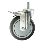 5" Metric Threaded Swivel Caster with Thermoplastic Rubber Tread and Total Lock Brake