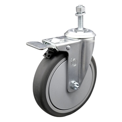 10mm threaded stem swivel casters with 6 inch thermoplastic rubber tread wheel and total lock
