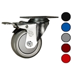 3" Swivel Caster with Polyurethane Tread Wheel and Total Lock Brake
