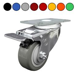 3" Swivel Caster with Polyurethane Tread Wheel and Total Lock Brake