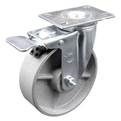 swivel casters with 5 inch semi steel cast iron wheel and total lock brake