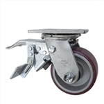 4 Inch Caster with Poly Tread  Aluminum Core and Total Lock