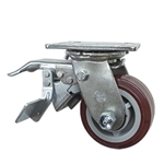 4 Inch Total Lock Swivel Caster with Polyurethane Tread on Poly Core Wheel and Ball Bearings