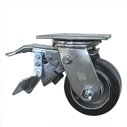 4 Inch Total Lock Swivel Caster with Rubber Tread on Aluminum Core Wheel and Ball Bearings