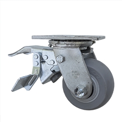 4" Swivel Caster with Total Lock and Thermoplastic Rubber Donut Tread Wheel with Ball Bearings