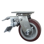 5 Inch Total Lock Swivel Caster with Polyurethane Tread on Poly Core Wheel and Ball Bearings