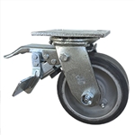 5 Inch Total Lock Swivel Caster with Rubber Tread on Aluminum Core Wheel and Ball Bearings
