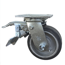 5 Inch Total Lock Swivel Caster with Rubber Tread on Aluminum Core Wheel and Ball Bearings