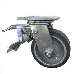 5 Inch Total Lock Swivel Caster with Rubber Tread on Aluminum Core Wheel