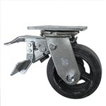 5 Inch Total Lock Swivel Caster with Moldon Rubber Tread Wheel and Ball Bearings