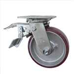 6 Inch Swivel Caster with Total Lock and Polyurethane Tread on Aluminum Core Wheel