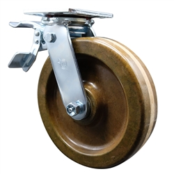 6 inch swivel caster High temperature phenolic wheel with 2 inch tread and total lock