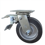 6 Inch Total Lock Swivel Caster with Rubber Tread on Aluminum Core Wheel