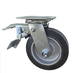6 Inch Total Lock Swivel Caster with Rubber Tread on Aluminum Core Wheel