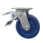 6 Inch Swivel Caster - Solid Polyurethane Wheel with Ball Bearings and Total Lock