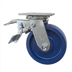 6 Inch Swivel Caster - Solid Polyurethane Wheel with Ball Bearings and Total Lock