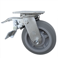 6" Swivel Caster with Total Lock and Thermoplastic Rubber Tread Wheel and Ball Bearings