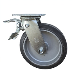 8 Inch Total Lock Swivel Caster with Rubber Tread on Aluminum Core Wheel