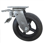 8 Inch Total Lock Swivel Caster with Moldon Rubber Tread Wheel and Ball Bearings