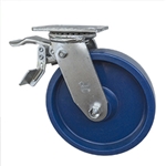 8 Inch Swivel Caster - Solid Polyurethane Wheel with Ball Bearings and Total Lock