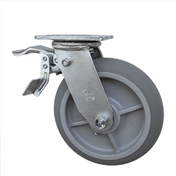 8" Swivel Caster with Total Lock and Thermoplastic Rubber Tread Wheel with Ball Bearings