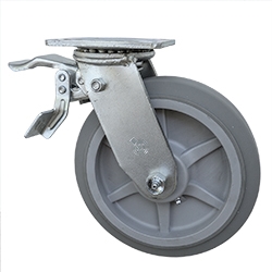 8" Swivel Caster with Total Lock and Thermoplastic Rubber Tread Wheel with Ball Bearings