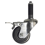 1 inch Expanding Stem Swivel Caster with 3 inch Hard Rubber Wheel and Total Lock