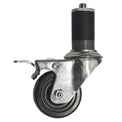 3" Expanding Stem Swivel Caster with Hard Rubber Wheel and Total Lock System