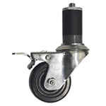 3" Expanding Stem Swivel Caster with Hard Rubber Wheel and Total Lock System