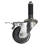 3" Expanding Stem Swivel Caster with Hard Rubber Wheel and Total Lock System