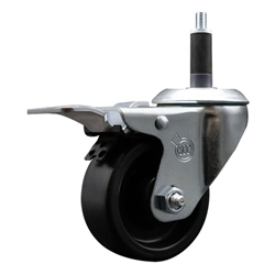Service Caster #20 Series 1 inch expanding adapter stem swivel casters with a 3 inch polyolefin wheel and total lock.