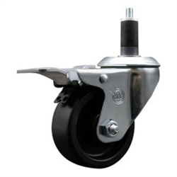 Service Caster #20 Series 1-1/4 inch expanding adapter stem swivel casters with a 3 inch polyolefin wheel and total lock.