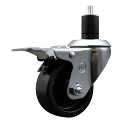Service Caster #20 Series 1-3/4 inch expanding adapter stem swivel casters with a 3 inch polyolefin wheel and total lock.