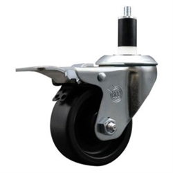Service Caster #20 Series 1-3/8 inch expanding adapter stem swivel casters with a 3 inch polyolefin wheel and total lock.