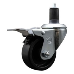 Service Caster #20 Series 1-5/8 inch expanding adapter stem swivel casters with a 3 inch polyolefin wheel and total lock.