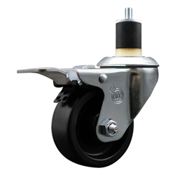 Service Caster #20 Series 1-7/8 inch expanding adapter stem swivel casters with a 3 inch polyolefin wheel and total lock.