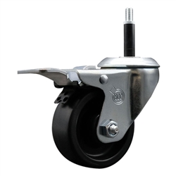 Service Caster #20 Series 3/4 inch expanding adapter stem swivel casters with a 3 inch polyolefin wheel and total lock.