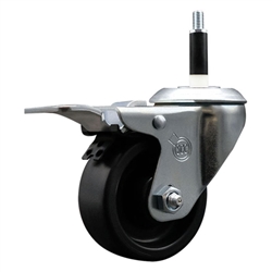 Service Caster #20 Series 7/8 inch expanding adapter stem swivel casters with a 3 inch polyolefin wheel and total lock.