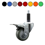 1 inch expanding stem swivel caster with  3 inch polyurethane wheel and Total Lock brake