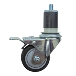 3" Expanding Stem Swivel Caster with Polyurethane Tread and total lock brake