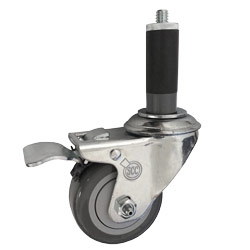 3" Expanding Stem Swivel Caster with Polyurethane Tread and total lock brake